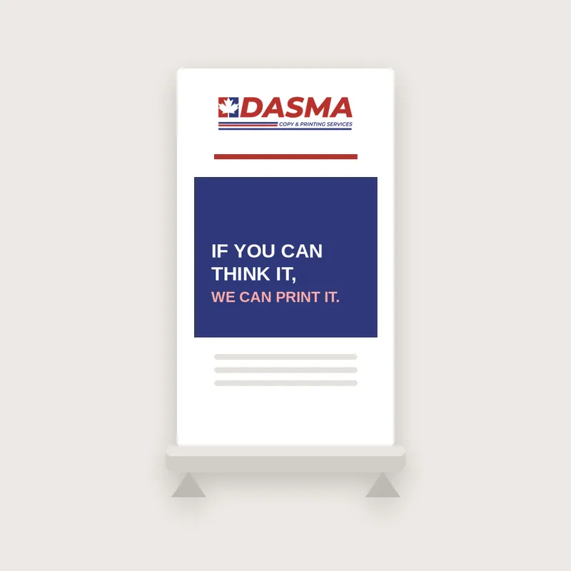 Dasma roll-up banner on its stand