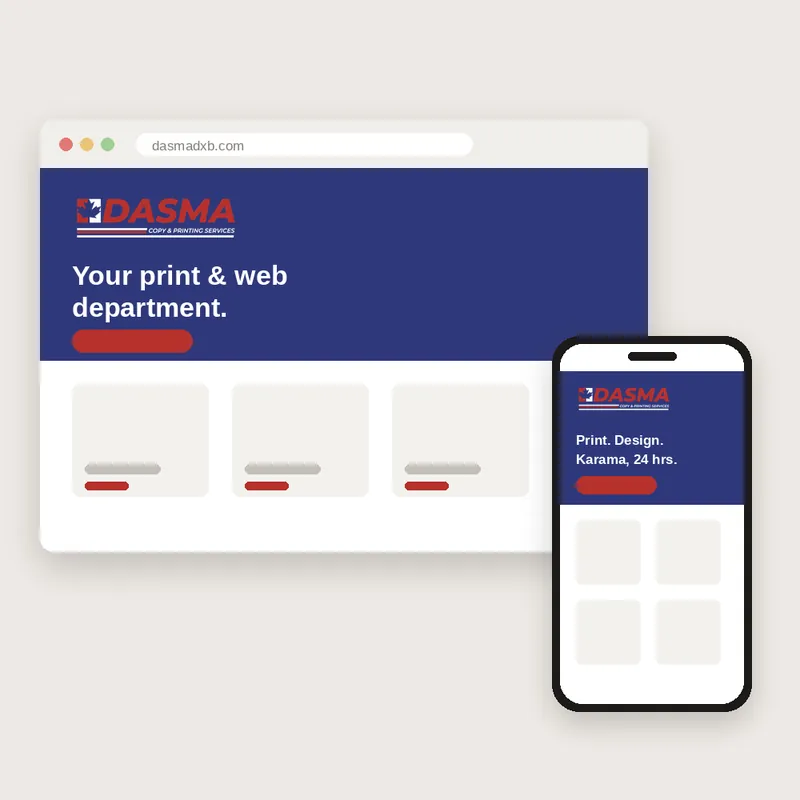 Dasma website shown on a laptop and phone